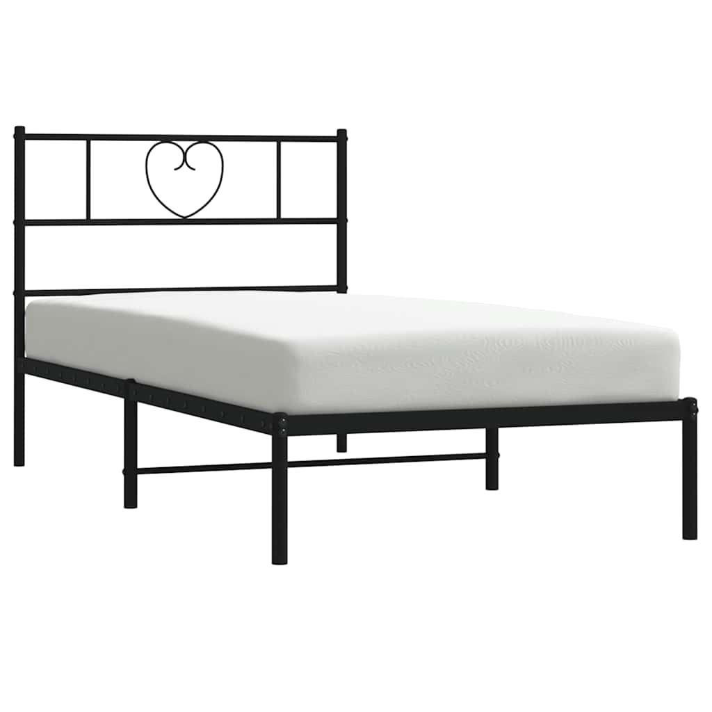 Sengeramme i metall med hodegavl svart 100x200 cm