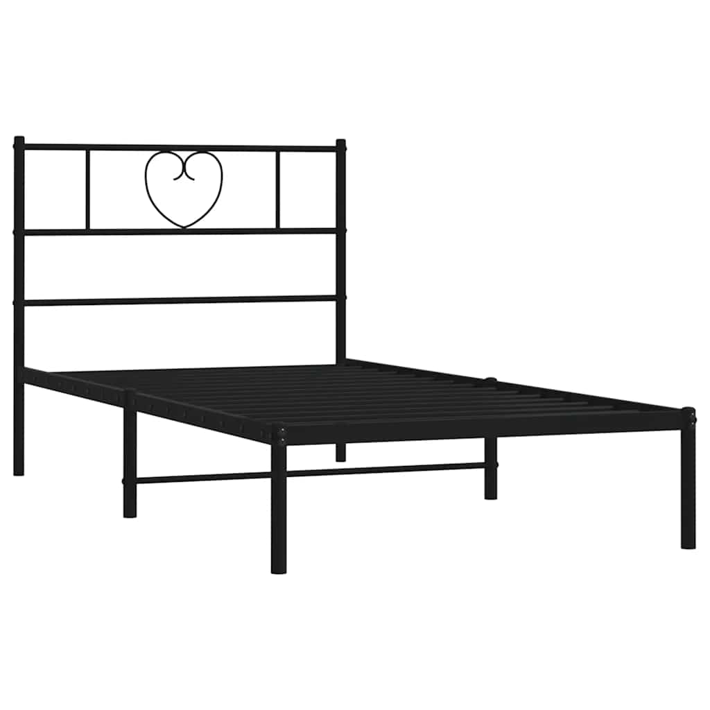 Sengeramme i metall med hodegavl svart 100x200 cm