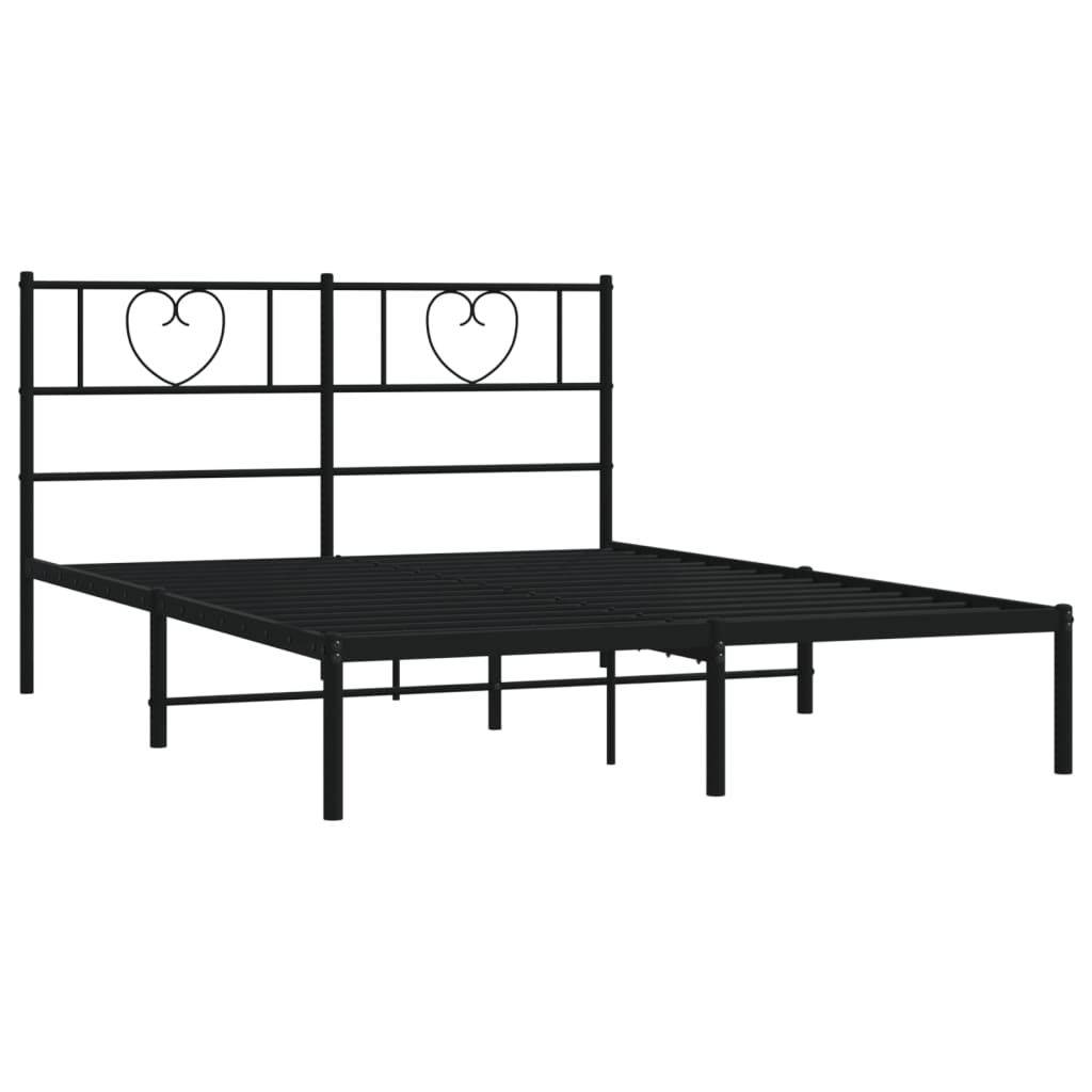 Sengeramme i metall med sengegavl svart 140x200 cm