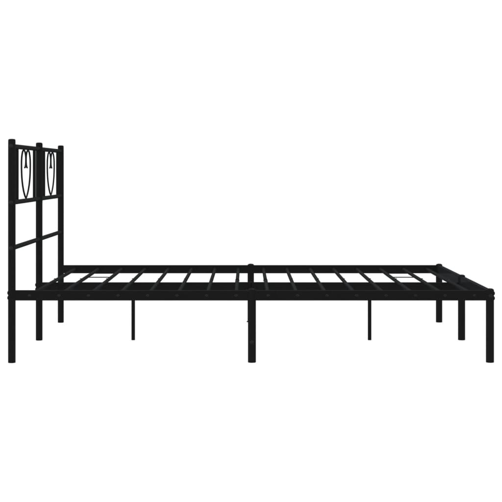 Sengeramme i metall med sengegavl svart 140x200 cm