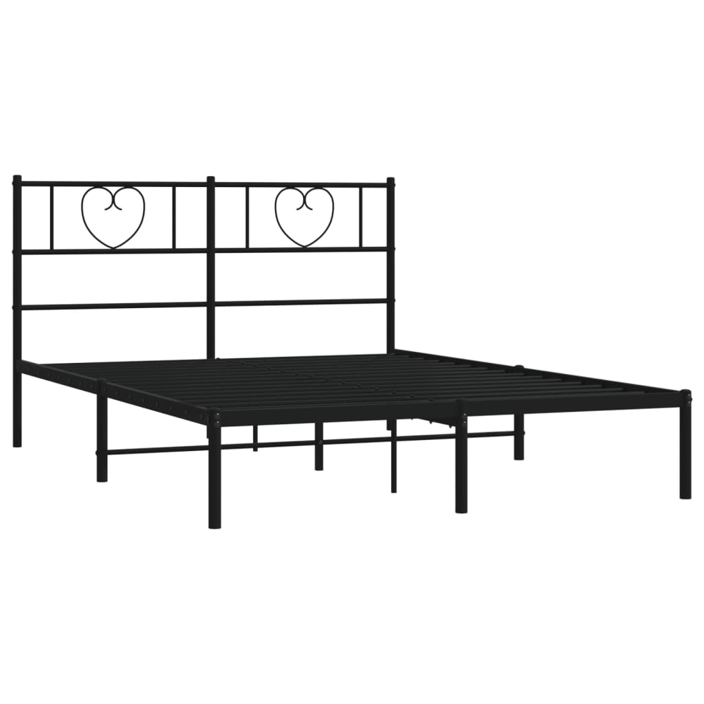Sengeramme i metall med hodegavl svart 160x200 cm