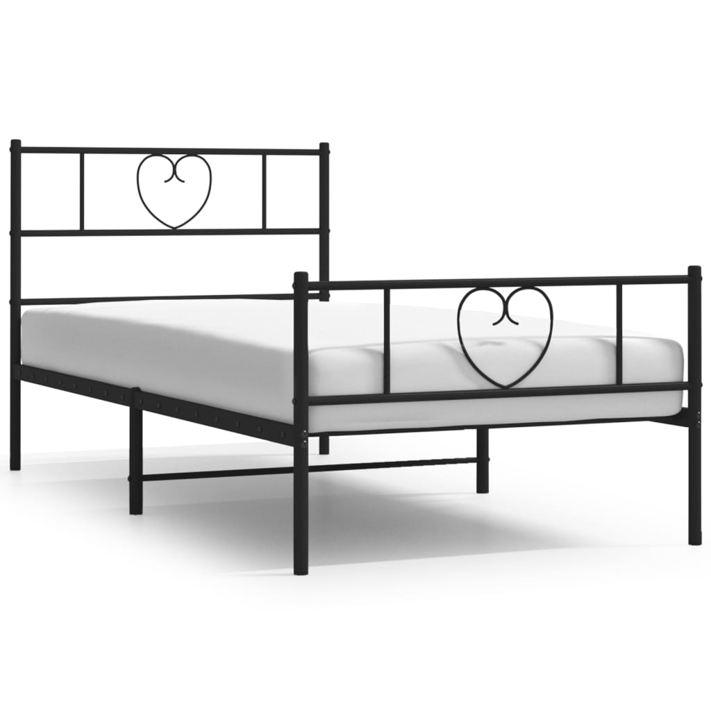Sengeramme i metall med hode- og fotgavl svart 75x190 cm