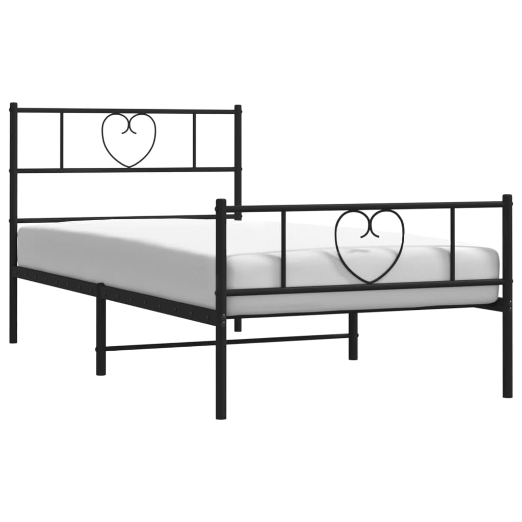 Sengeramme i metall med hode- og fotgavl svart 90x190 cm