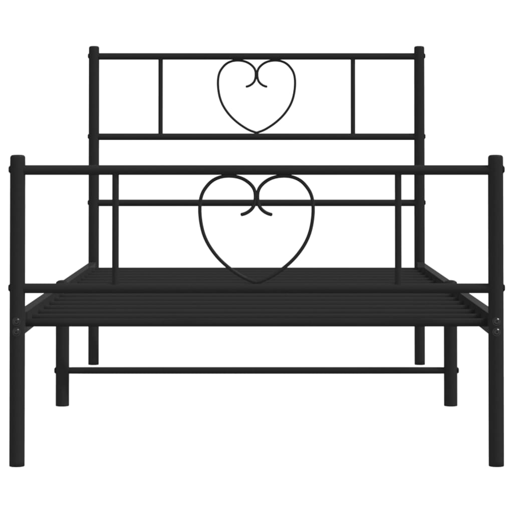 Sengeramme i metall med hode- og fotgavl svart 90x190 cm
