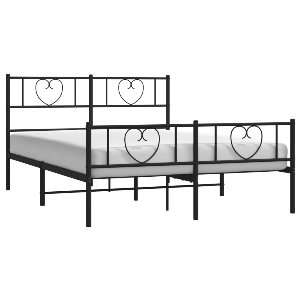 Sengeramme i metall med hode- og fotgavl svart 120x190 cm