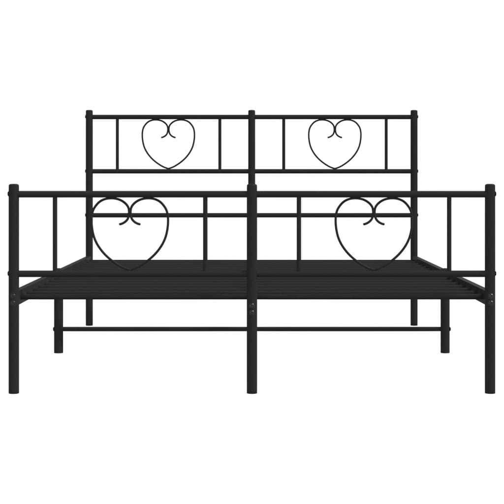 Sengeramme i metall med hode- og fotgavl svart 120x190 cm