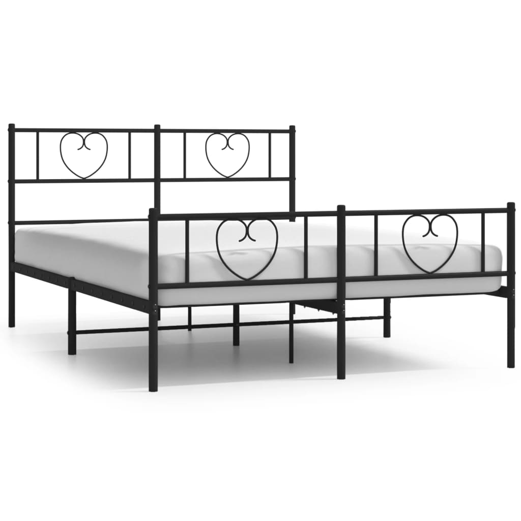 Sengeramme i metall med hode- og fotgavl svart 120x200 cm
