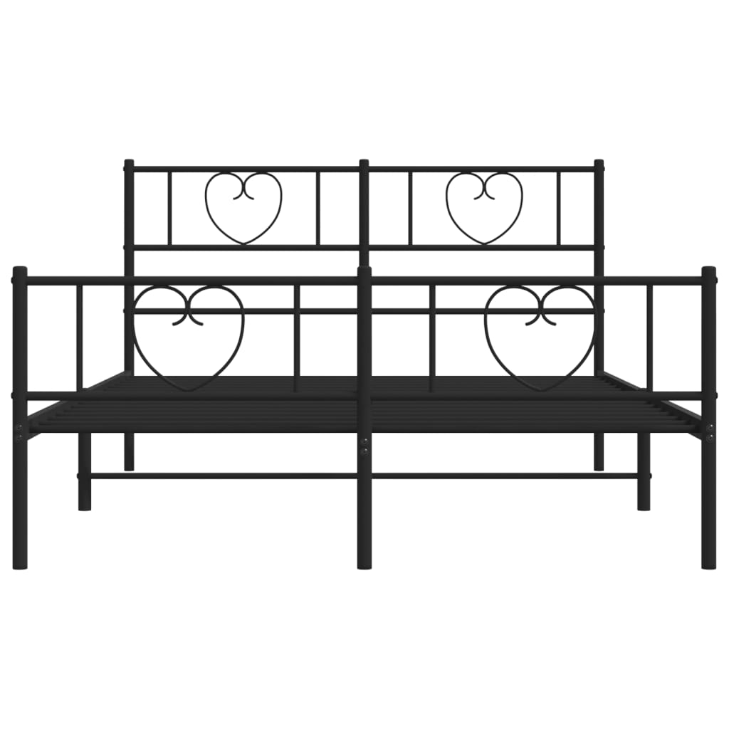 Sengeramme i metall med hode- og fotgavl svart 120x200 cm