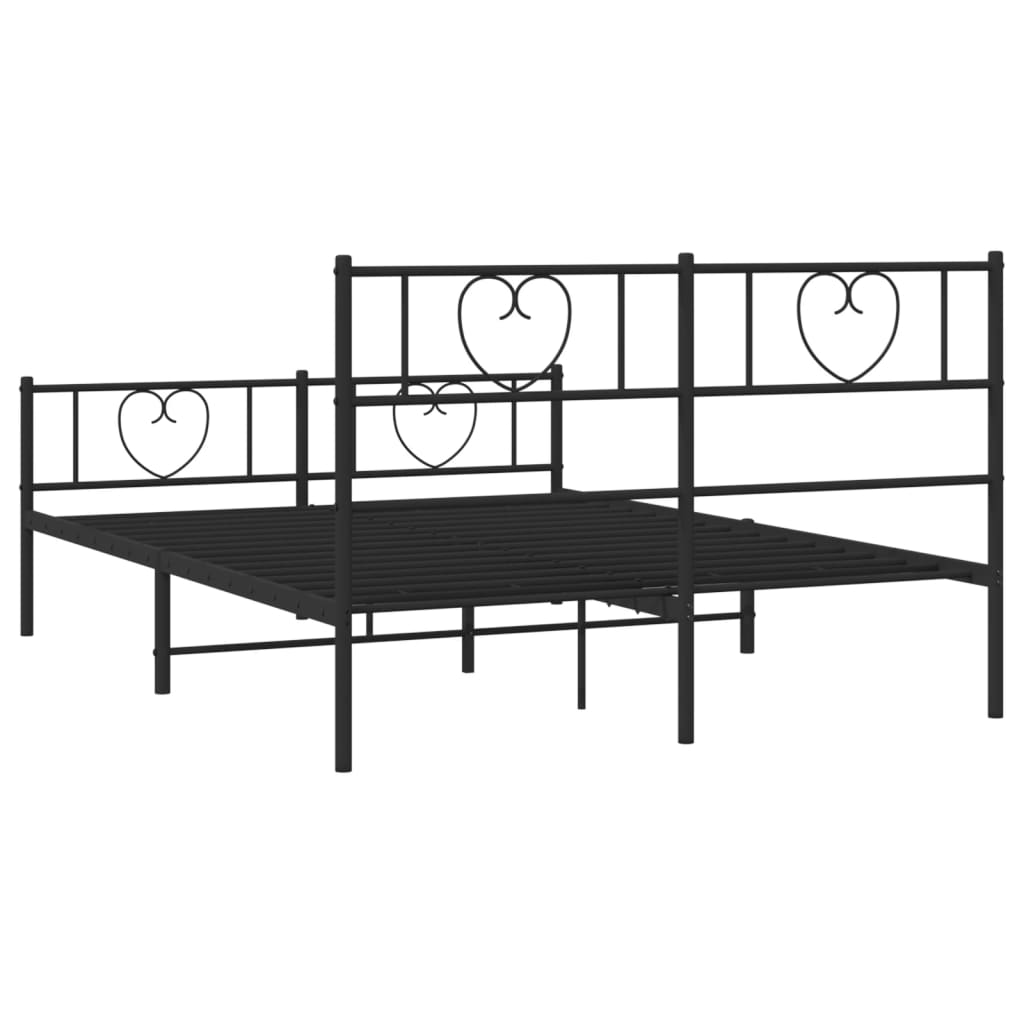Sengeramme i metall med hode- og fotgavl svart 120x200 cm