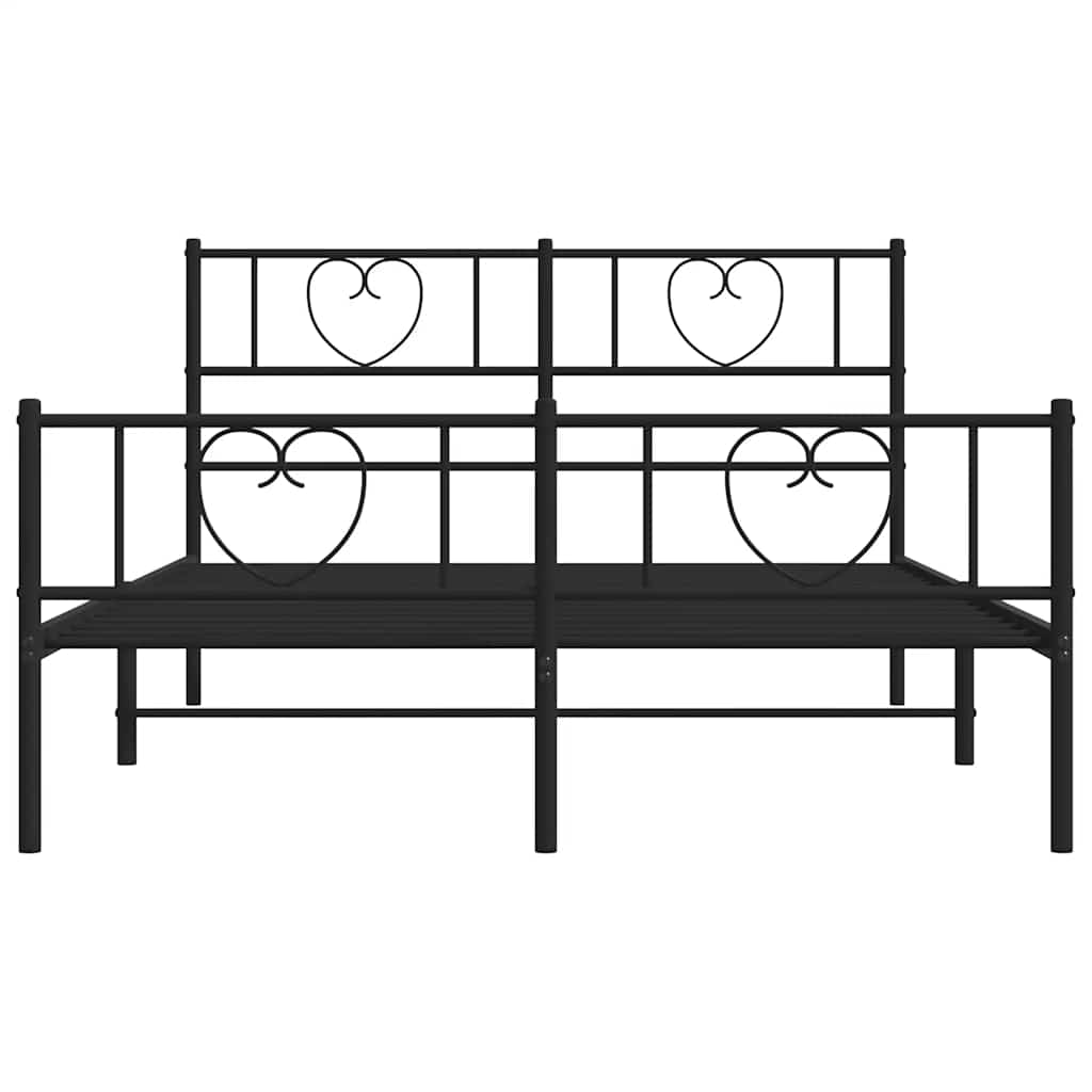 Sengeramme i metall med hode- og fotgavl svart 135x190 cm