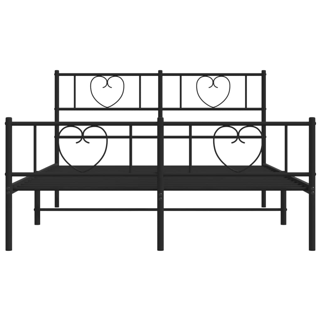 Sengeramme i metall med hode- og fotgavl svart 140x200 cm