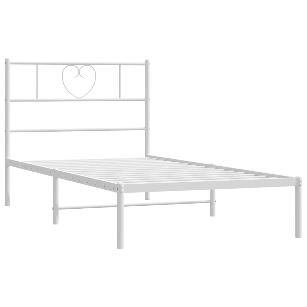 Sengeramme i metall med hodegavl hvit 80x200 cm