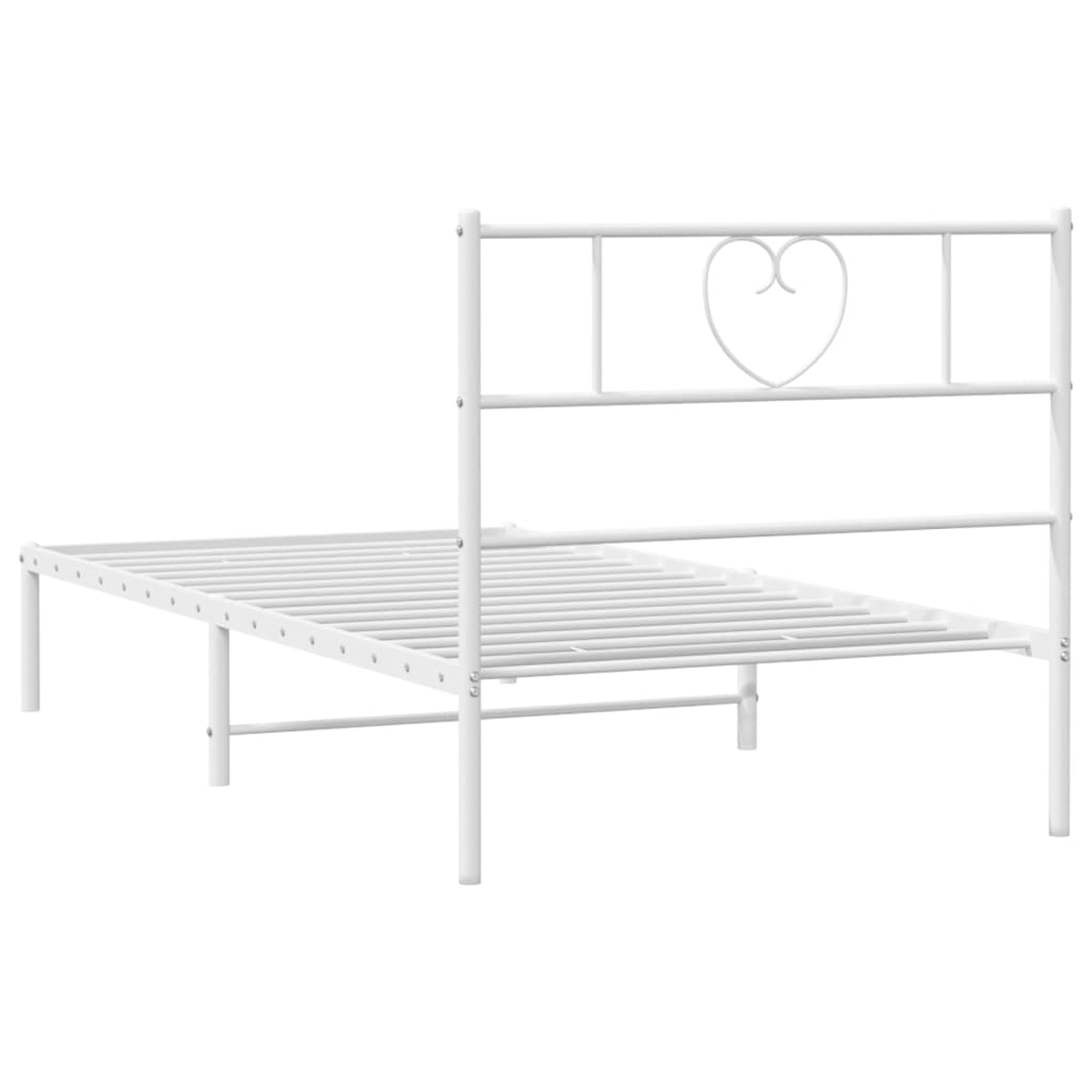 Sengeramme i metall med hodegavl hvit 80x200 cm