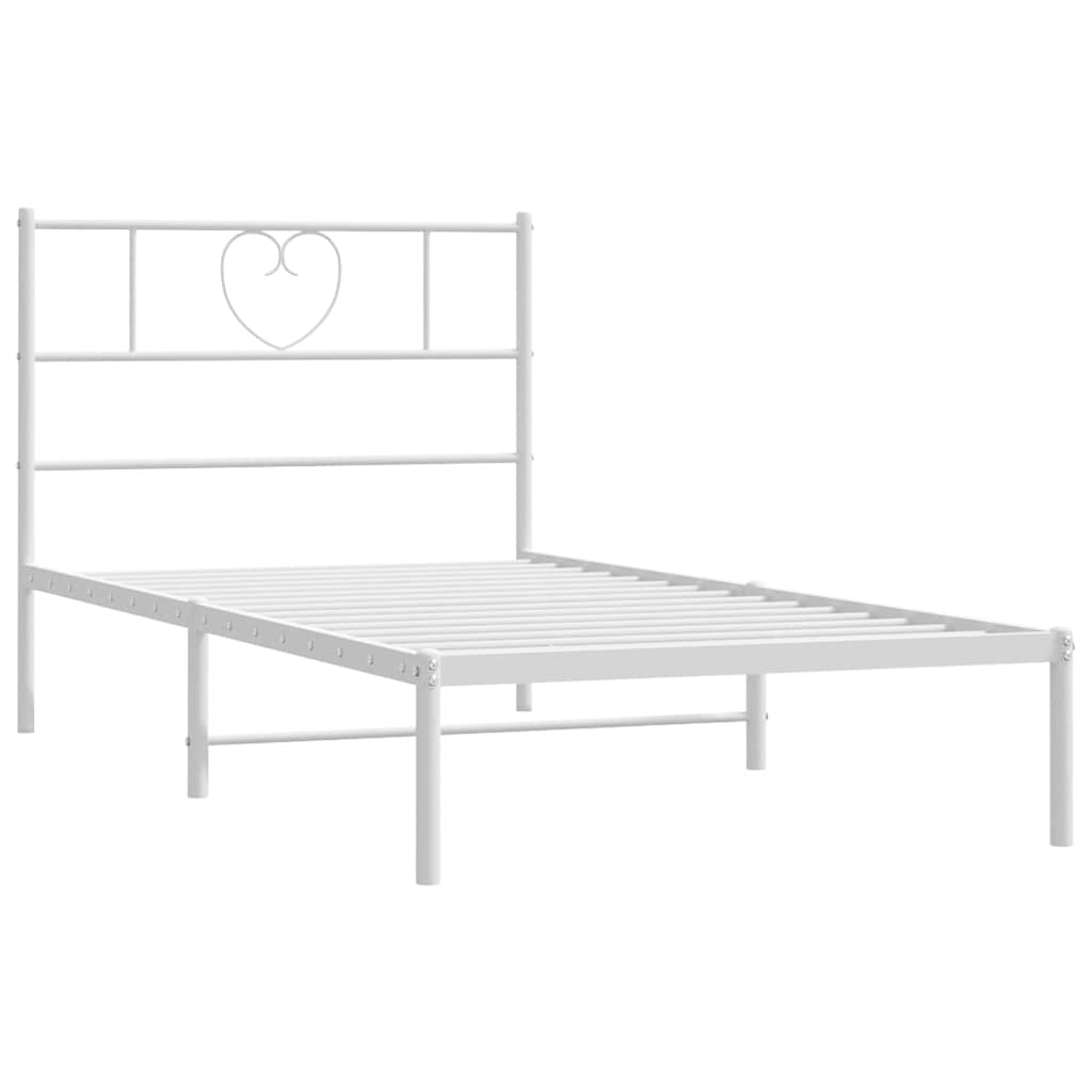Sengeramme i metall med hodegavl hvit 100x200 cm