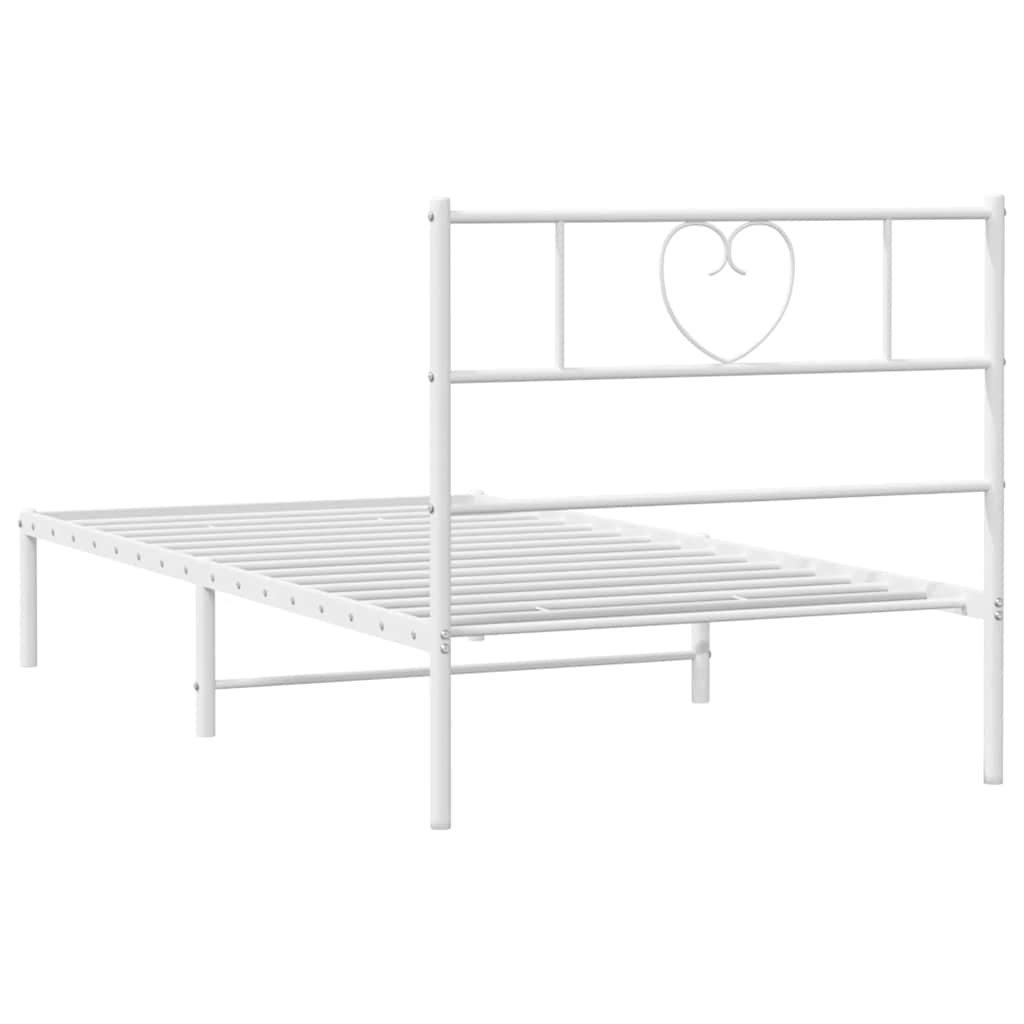 Sengeramme i metall med hodegavl hvit 100x200 cm
