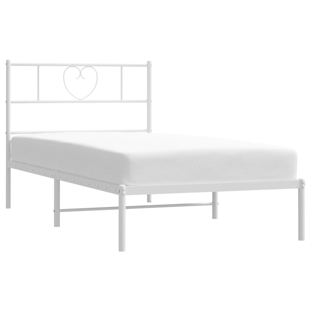 Sengeramme i metall med hodegavl hvit 107x203 cm