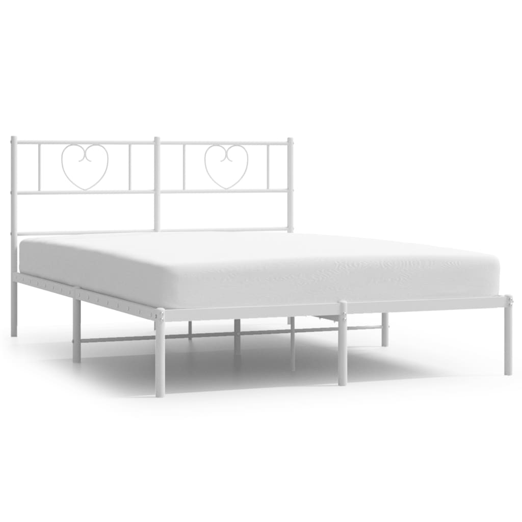 Sengeramme i metall med hodegavl hvit 120x190 cm