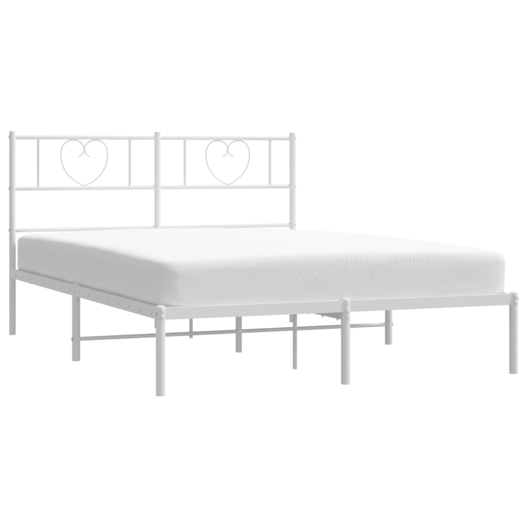 Sengeramme i metall med hodegavl hvit 120x190 cm