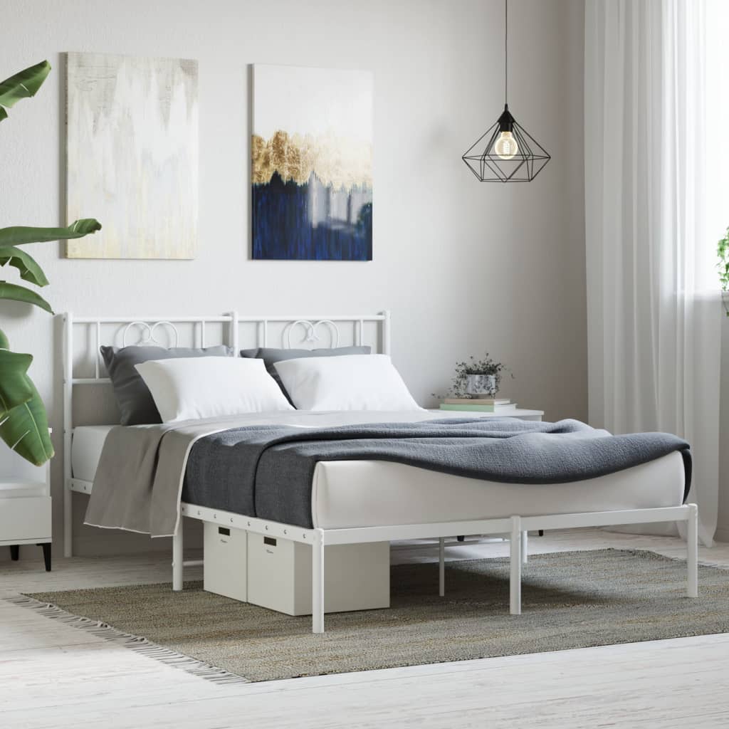 Sengeramme i metall med hodegavl hvit 120x190 cm