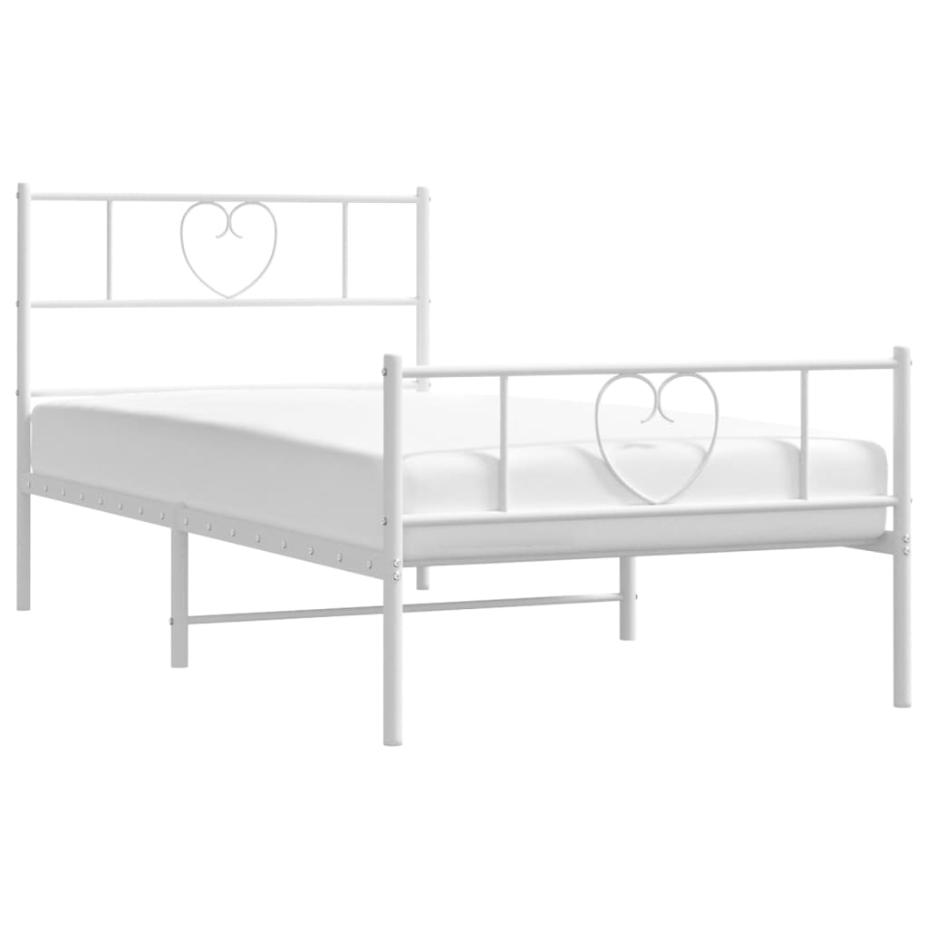 Sengeramme i metall med hode- og fotgavl hvit 80x200 cm