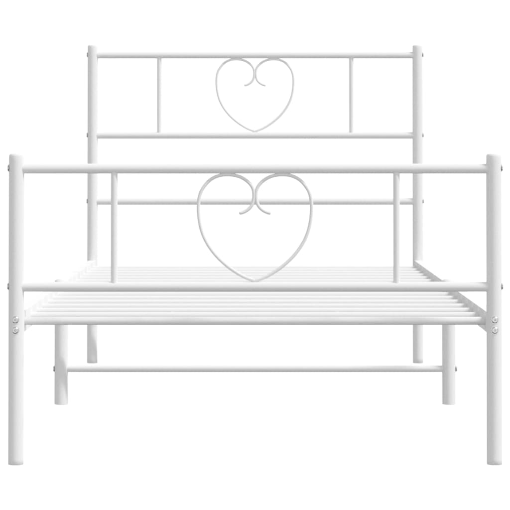 Sengeramme i metall med hode- og fotgavl hvit 80x200 cm