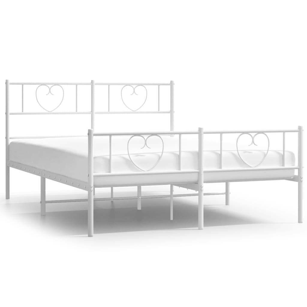 Sengeramme i metall med hode- og fotgavl hvit 120x190 cm