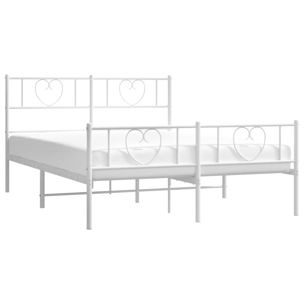 Sengeramme i metall med hode- og fotgavl hvit 120x190 cm