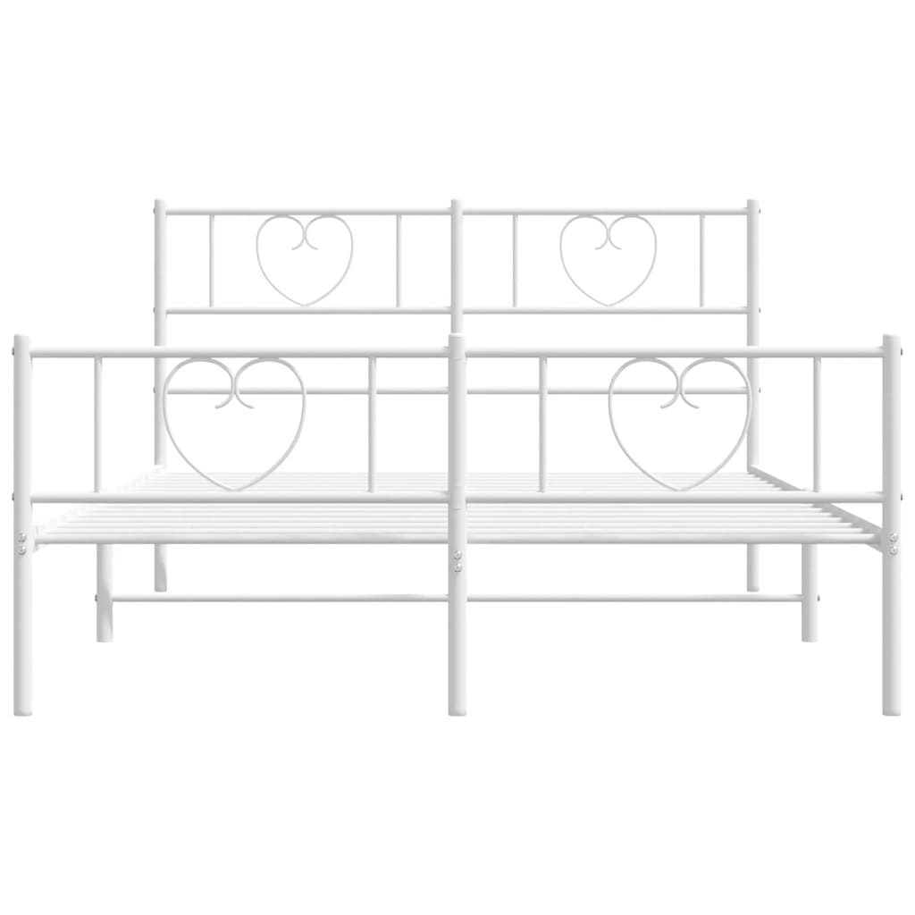 Sengeramme i metall med hode- og fotgavl hvit 120x190 cm