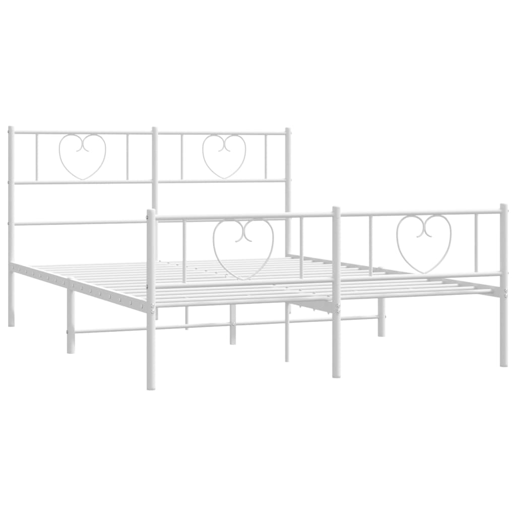 Sengeramme i metall med hode- og fotgavl hvit 120x190 cm