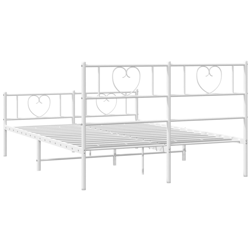 Sengeramme i metall med hode- og fotgavl hvit 120x190 cm