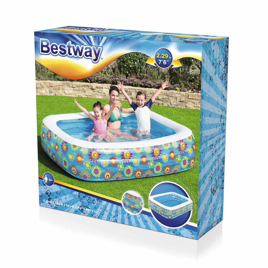 Bestway Oppblåsbart barnebasseng blå 229x152x56 cm