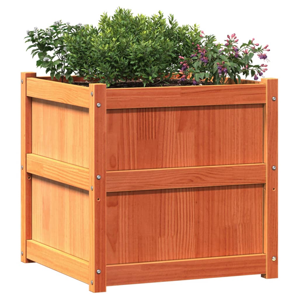 Hageplantekasse voksbrun 60x60x60 cm heltre furu
