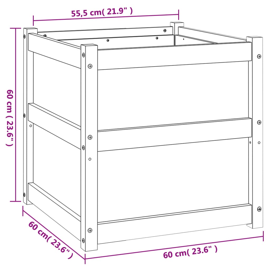 Hageplantekasse voksbrun 60x60x60 cm heltre furu