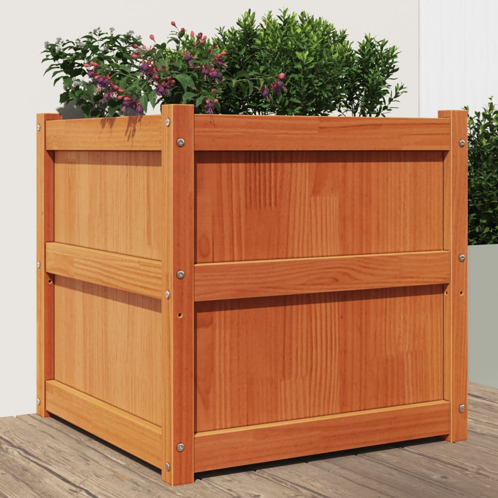 Hageplantekasse voksbrun 60x60x60 cm heltre furu