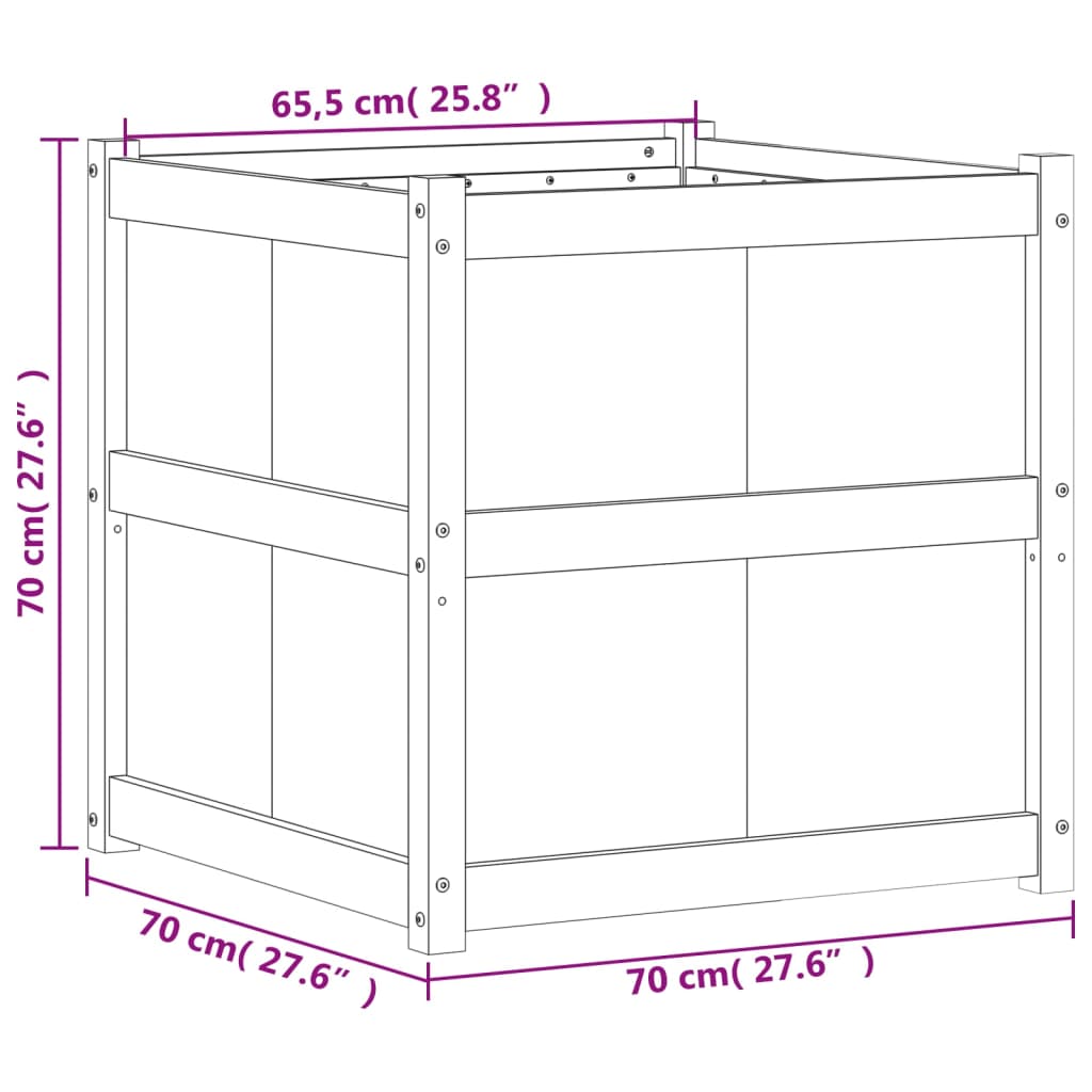 Plantekasser 70x70x70 cm heltre furu