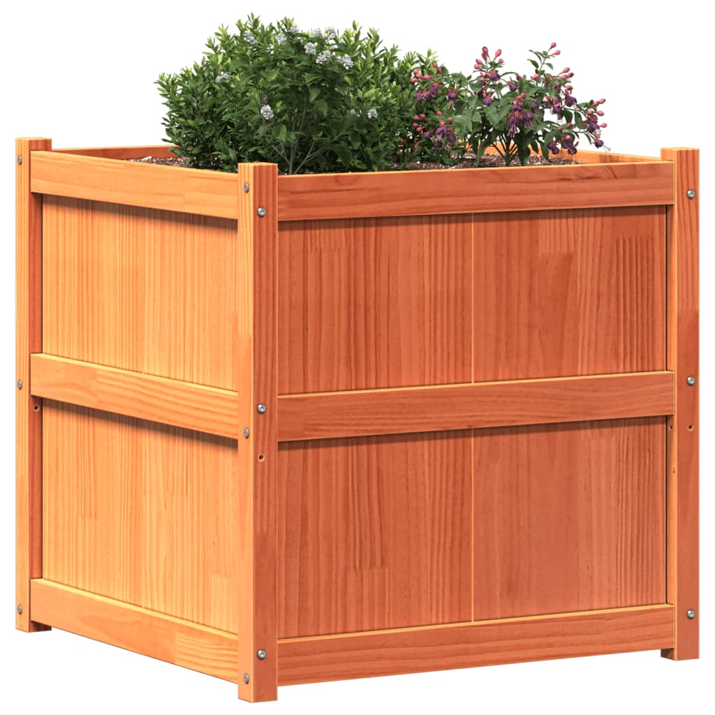 Hageplantekasse voksbrun 70x70x70 cm heltre furu