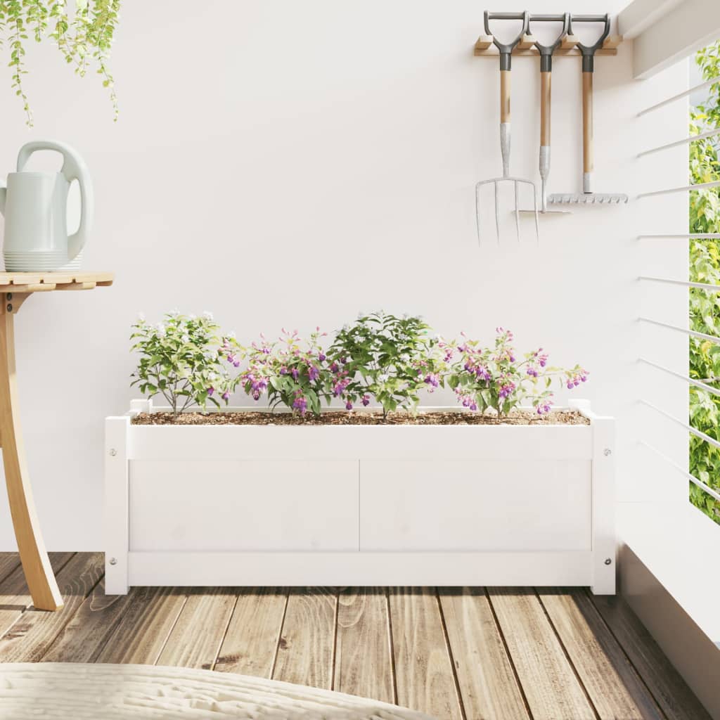 Hageplantekasse hvit 90x31x31 cm heltre furu