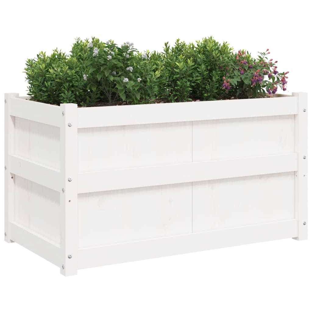 Hageplantekasse hvit 90x50x50 cm heltre furu