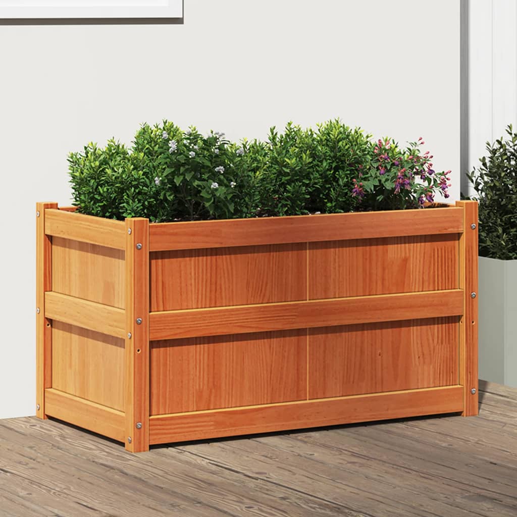 Hageplantekasse voksbrun 90x50x50 cm heltre furu