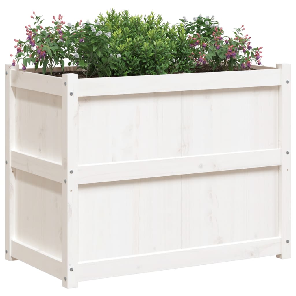 Hageplantekasse hvit 90x50x70 cm heltre furu