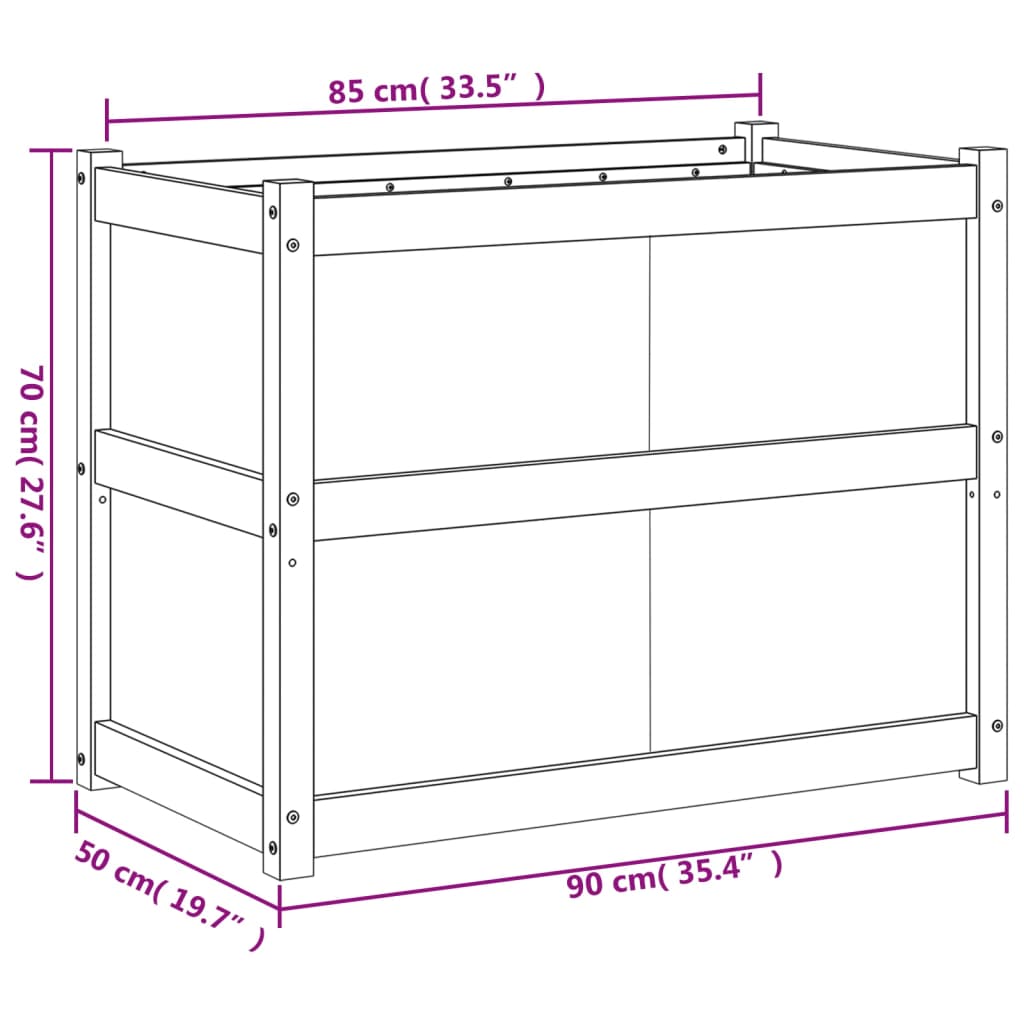 Hageplantekasse voksbrun 90x50x70 cm heltre furu