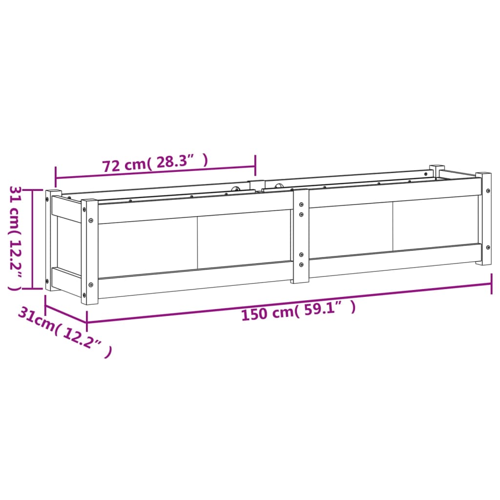 Plantekasser 2 stk hvit heltre furu