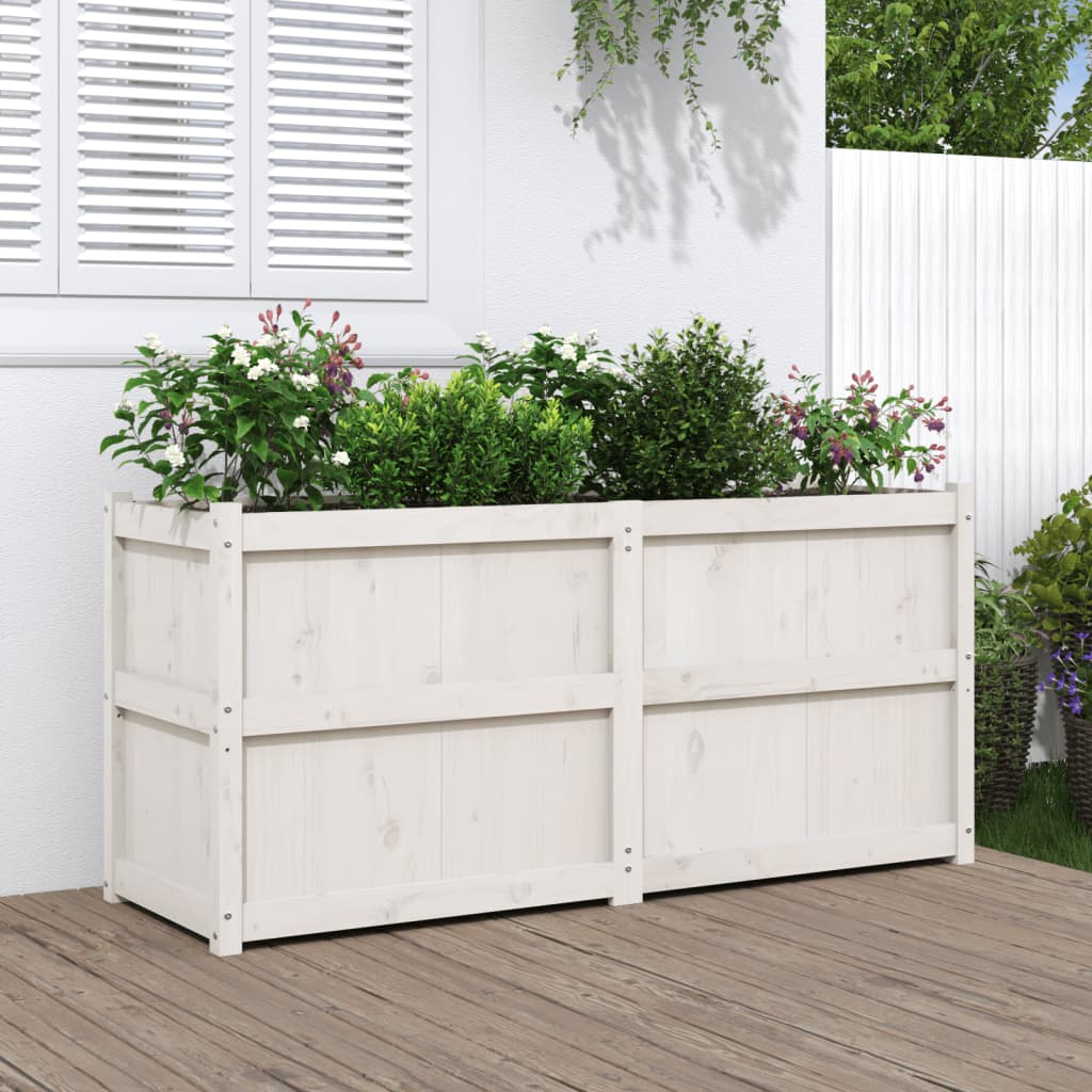 Hageplantekasse hvit 150x50x70 cm heltre furu