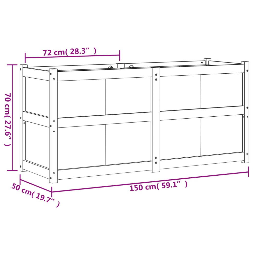 Hageplantekasse voksbrun 150x50x70 cm heltre furu