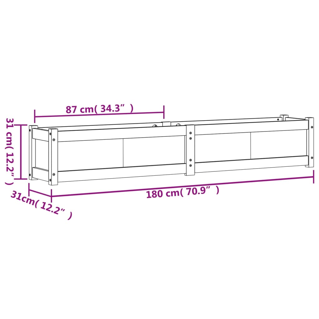 Hageplantekasse 180x31x31 cm impregnert furu