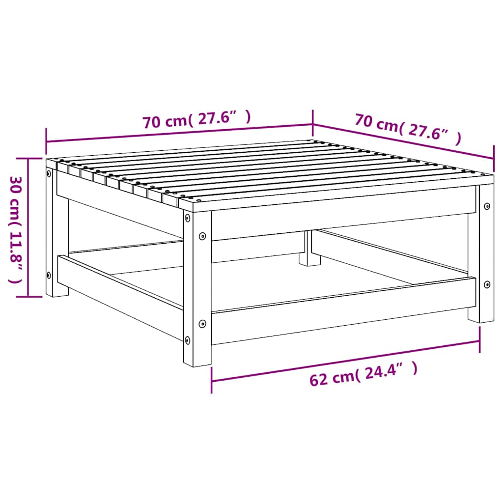 Fotskammel til hage 70x70x30 cm heltre douglasgran
