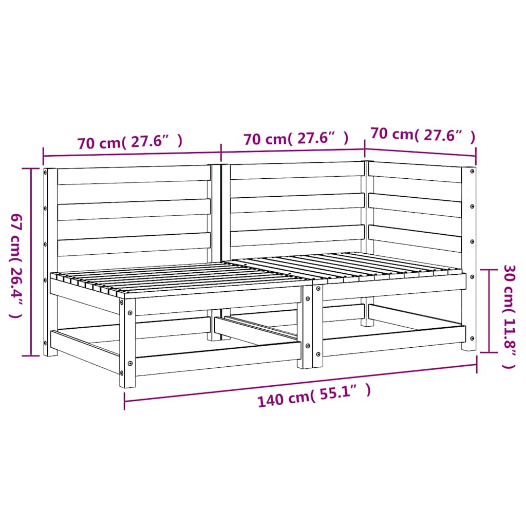 Hagebenk 2-seters hvit heltre furu