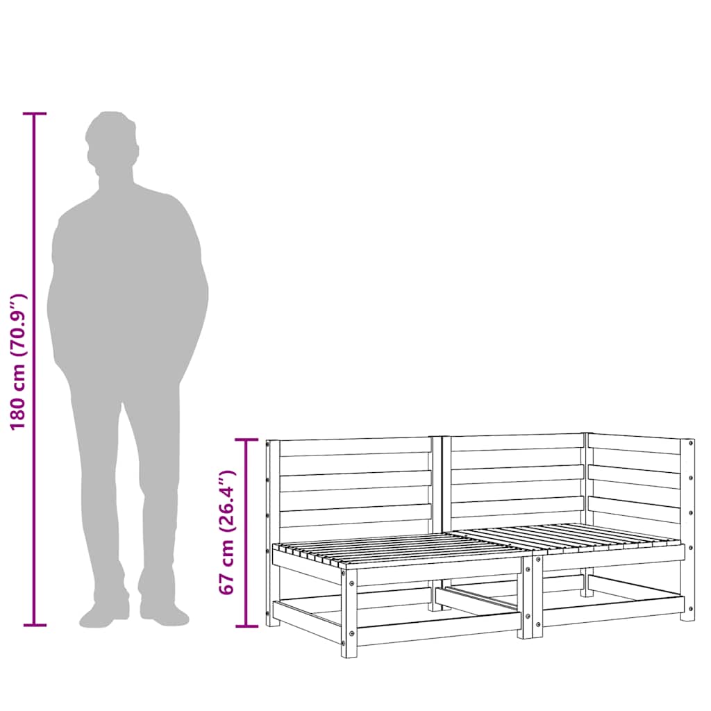Hagebenk 2-seters hvit heltre furu