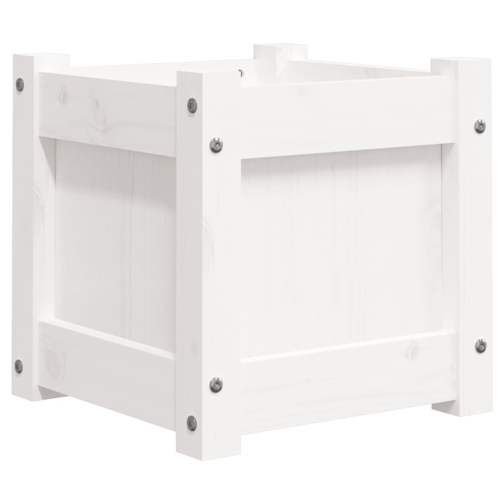 Hageplantekasse hvit 31x31x31 cm heltre furu