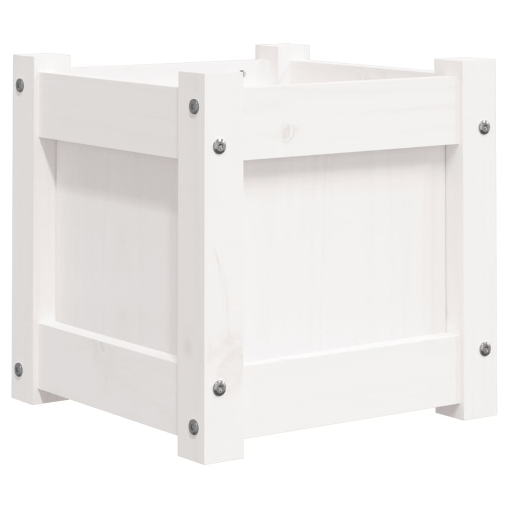 Plantekasser 2 stk hvit heltre furu